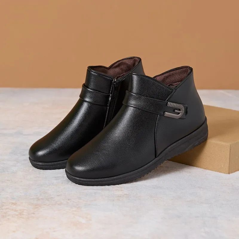 Botas de nieve de cuero suave antideslizantes de moda