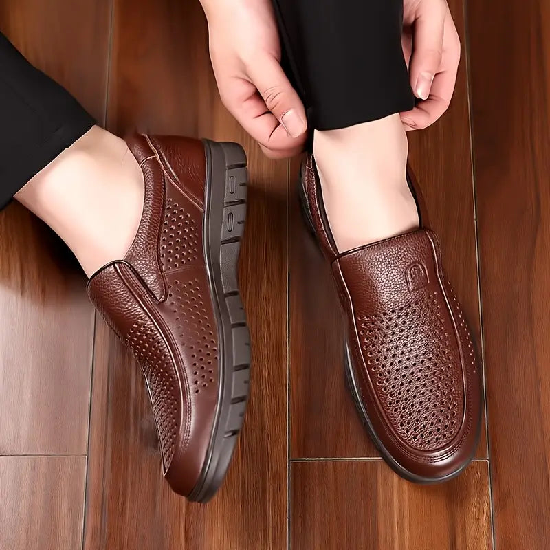 Zapatos de piel de vaca de capa superior para personas mayores