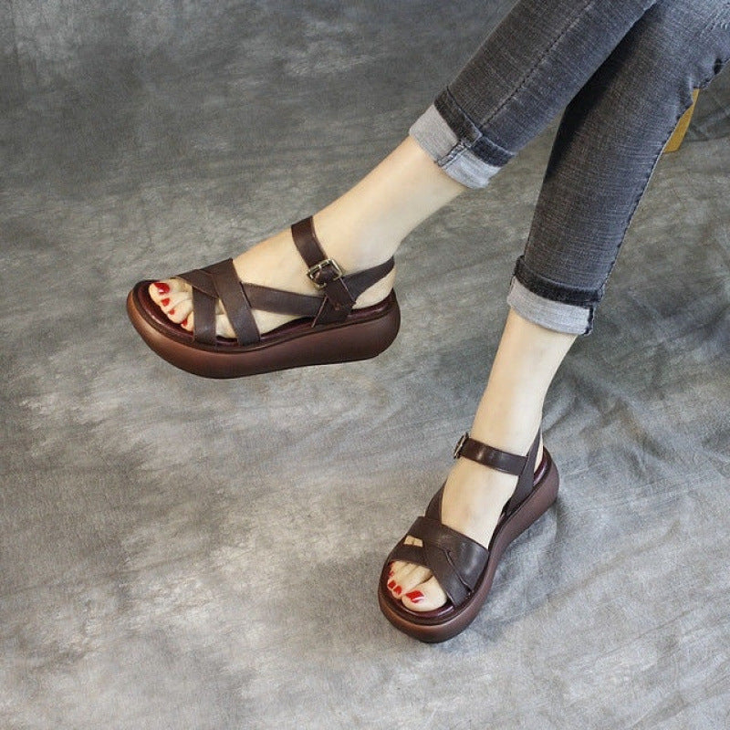 Sandalias de plataforma de cuero