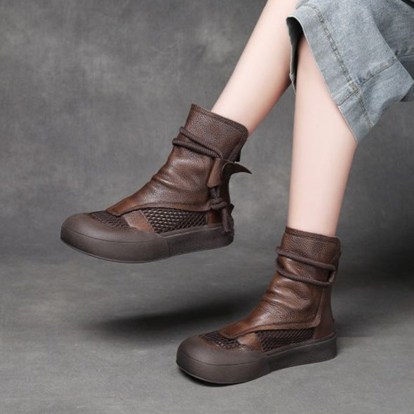 Sandalias altas de suela suave y plana hechas a mano