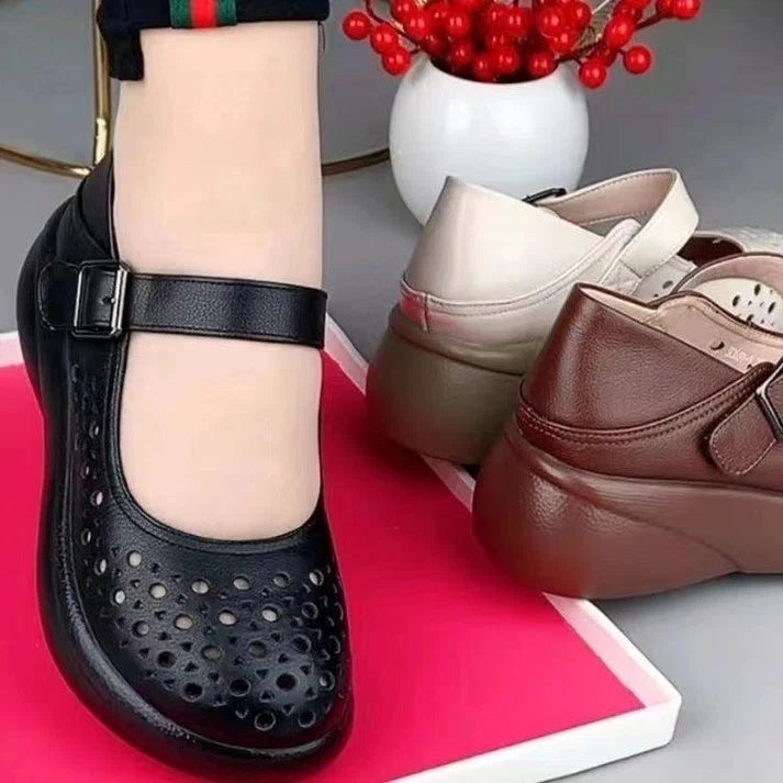 2026 nuevos zapatos de cuero con agujeros huecos