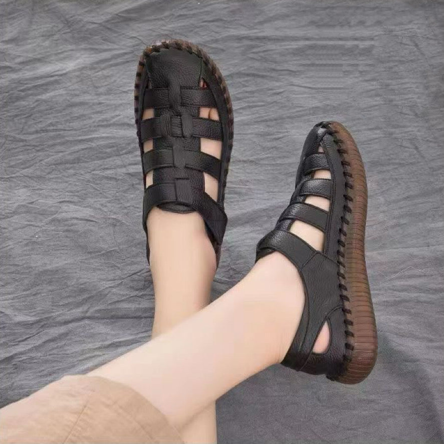 Sandalias con velcro en color liso
