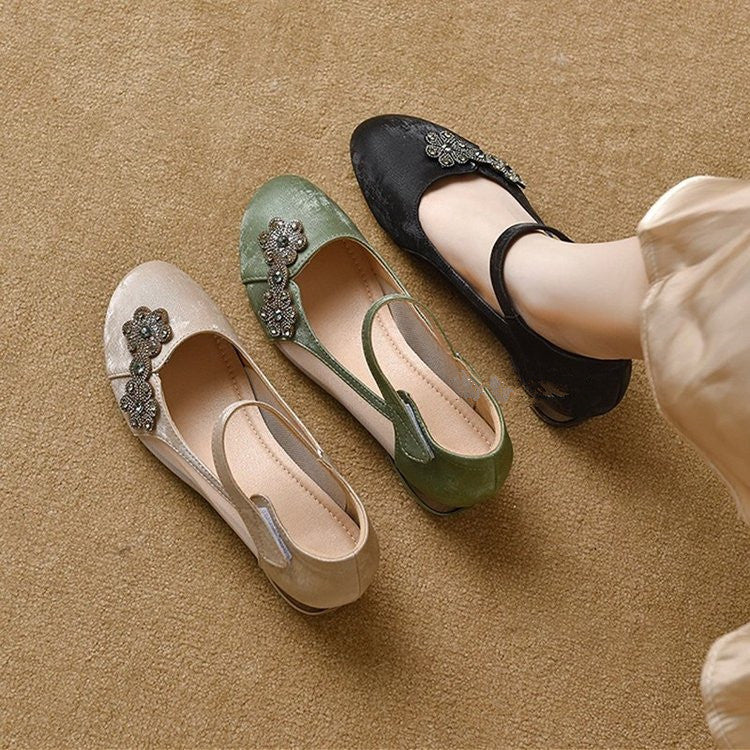 Zapatos de piel de malla con punta redonda