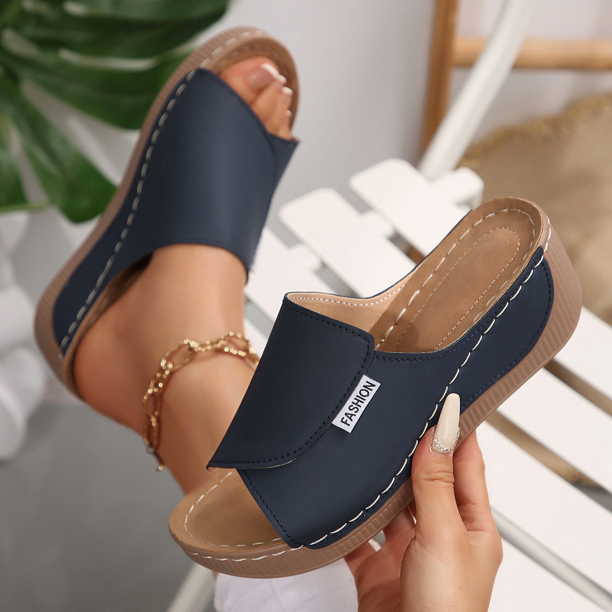 Sandalias de color liso de moda para mujer
