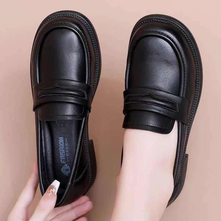 Zapatos planos antideslizantes de suela blanda de cuero genuino