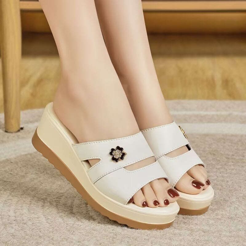 Zapatillas de flores de suela gruesa