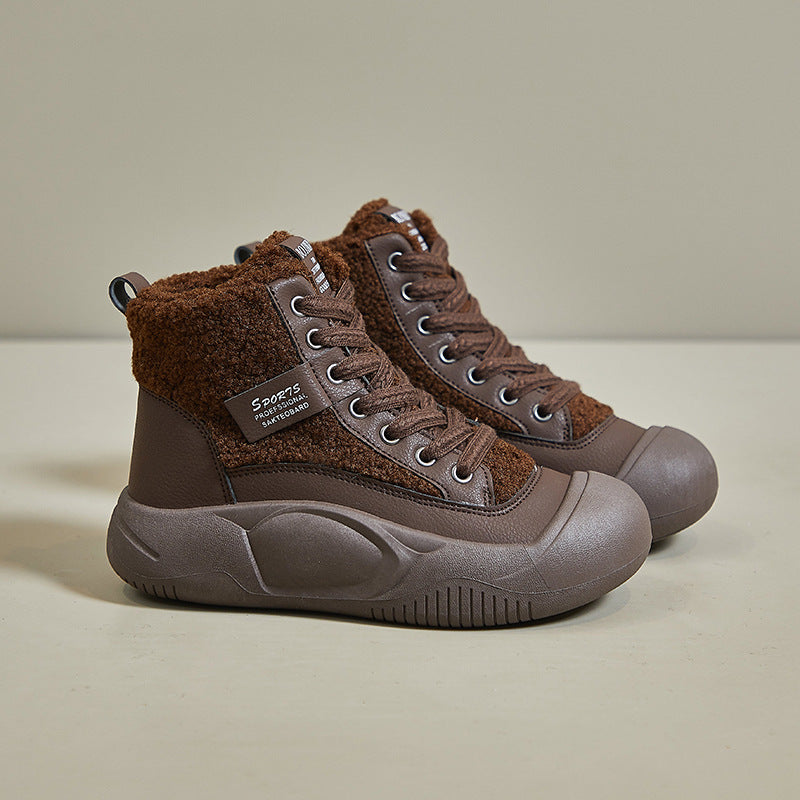 Zapatos casuales de terciopelo con suela gruesa que realzan la altura