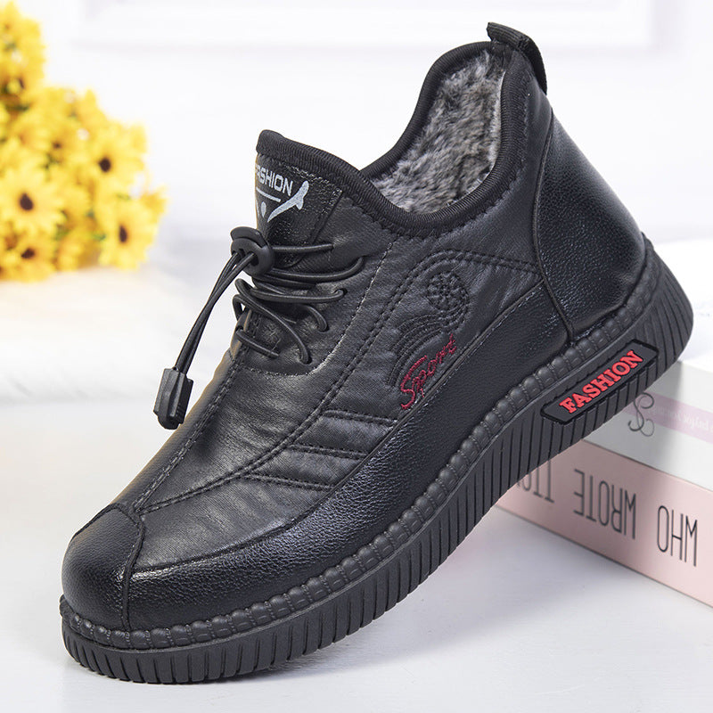 (descuento)Zapatos de cuero de algodón de invierno para mujeres (fashion rojo)