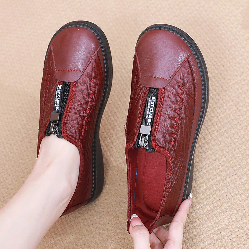 Zapatos de cuero con suela blanda y cremallera 2025