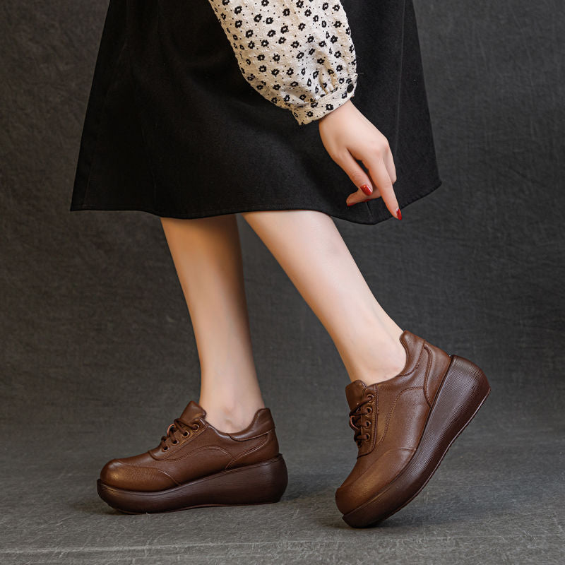 Zapatos retro de cuero con cordones