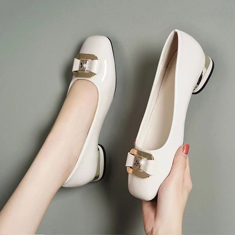 Zapatos de piel de mujer de moda (cuadrado M)