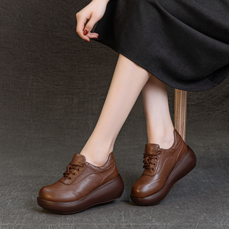 Zapatos retro de cuero con cordones