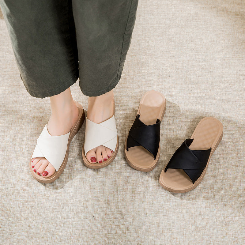 Sandalias de suela blanda de piel auténtica