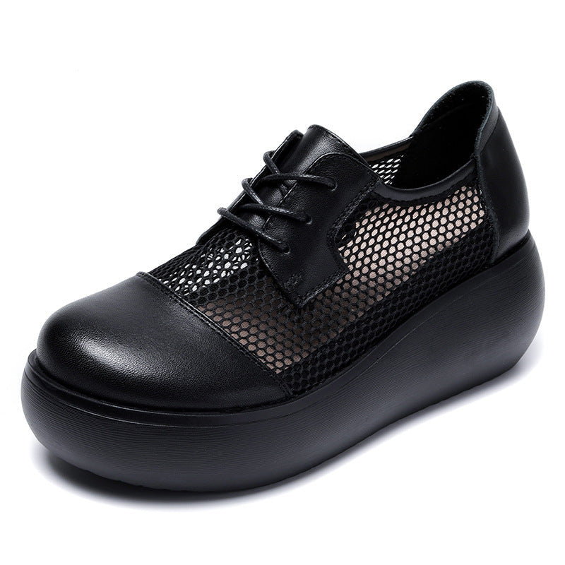 Zapatos de cuero con cordones y malla