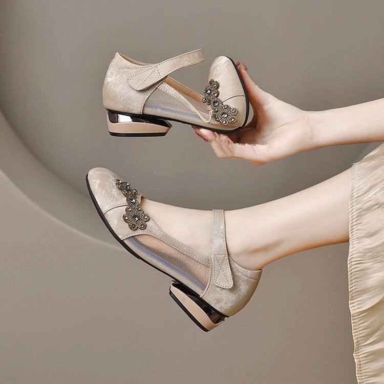Zapatos de piel de malla con punta redonda