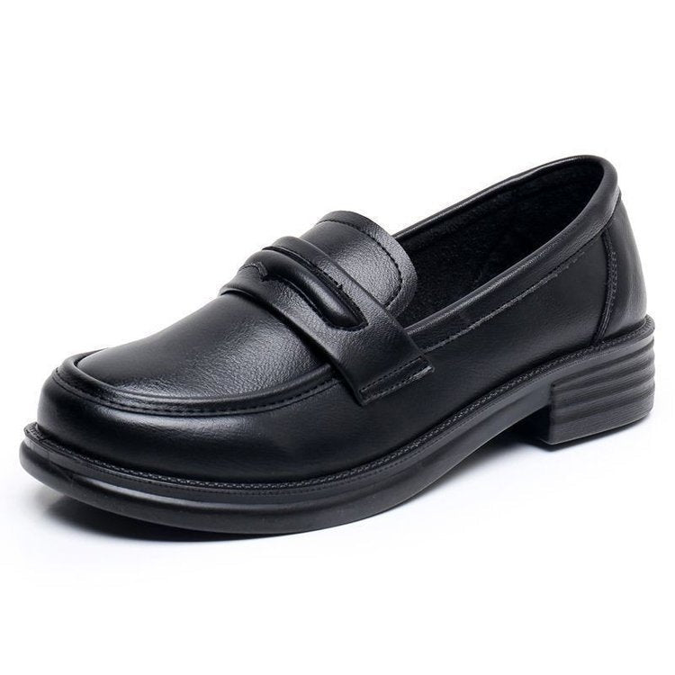 Zapatos planos antideslizantes de suela blanda de cuero genuino