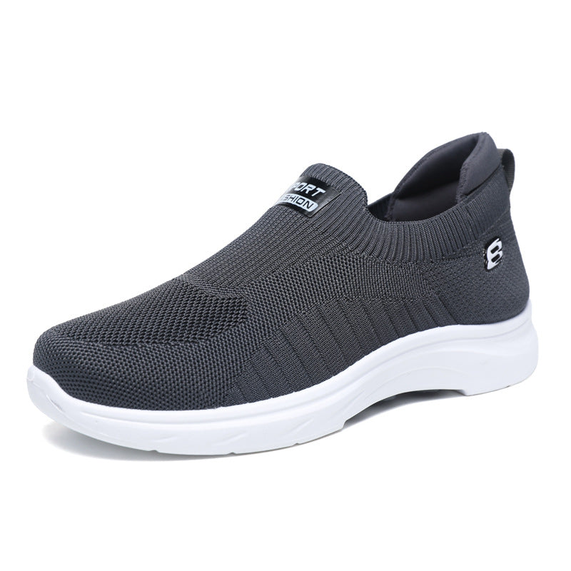 2025 nuevas zapatillas deportivas de correr tejen zapatos casuales transpirables y ligeros para volar zapatos casuales para hombres con suelas gruesas