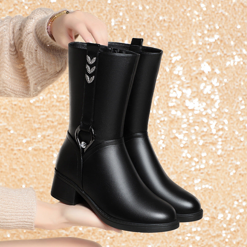 Botas Negras de Tacón Bajo para Mujer