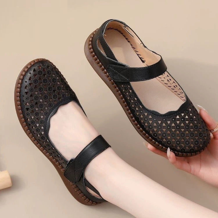 Sandalias cómodas antideslizantes de piel auténtica