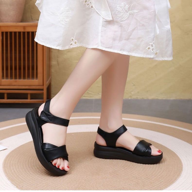 Sandalias de cuero suave con absorción de impactos