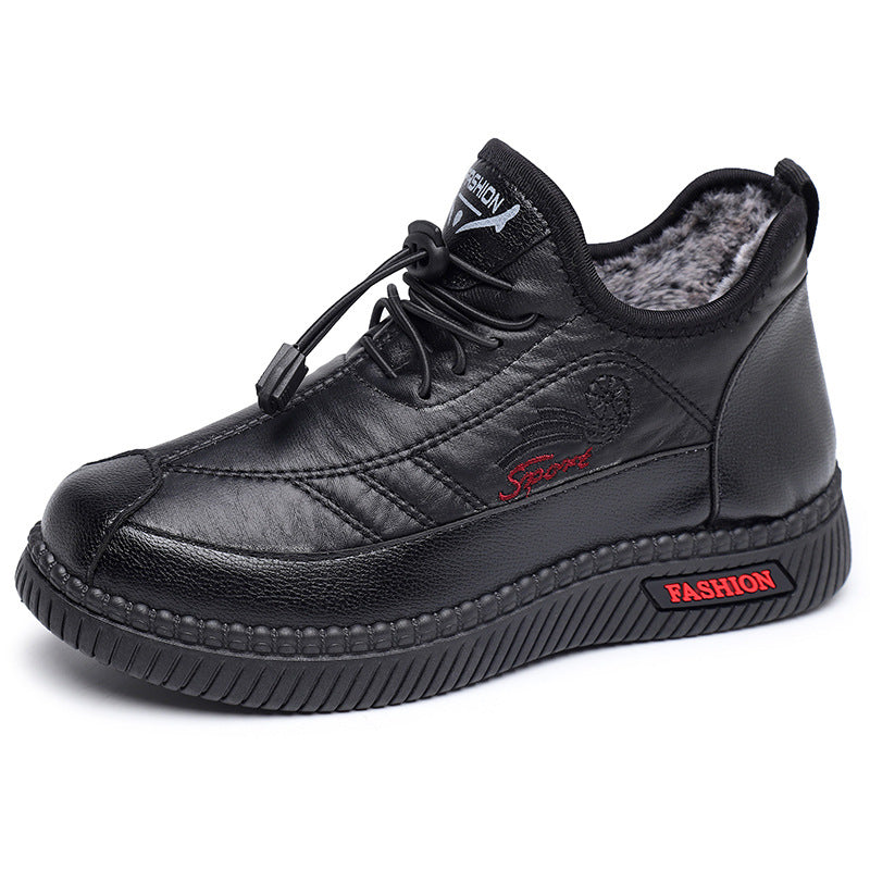 (descuento)Zapatos de cuero de algodón de invierno para mujeres (fashion rojo)