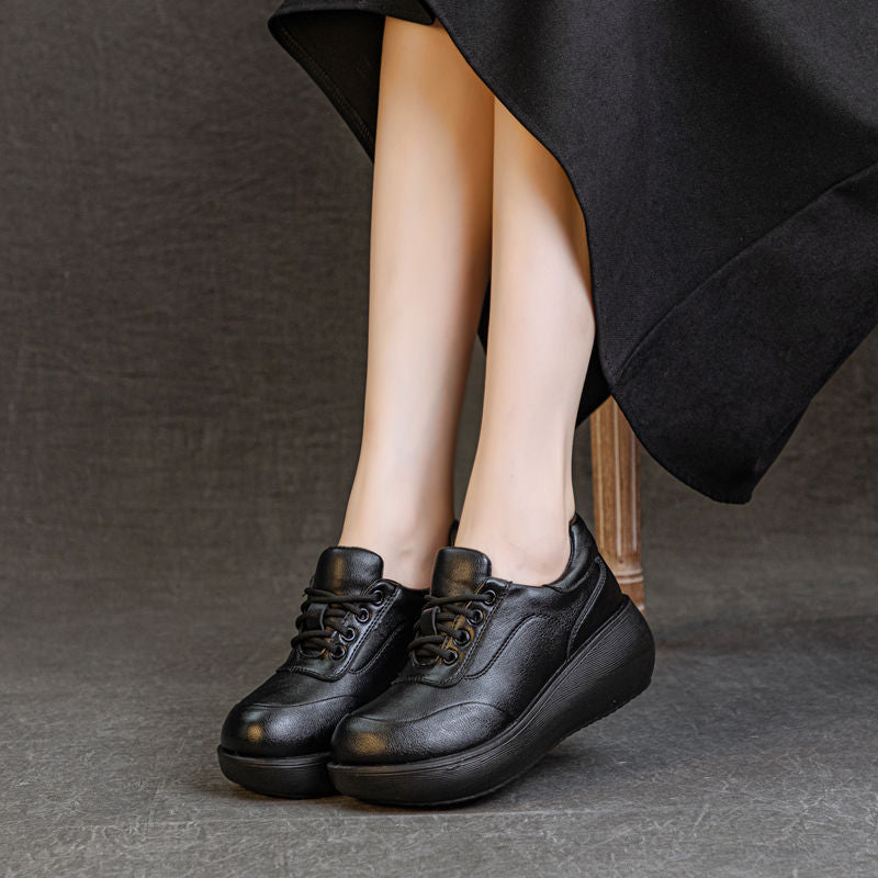 Zapatos retro de cuero con cordones