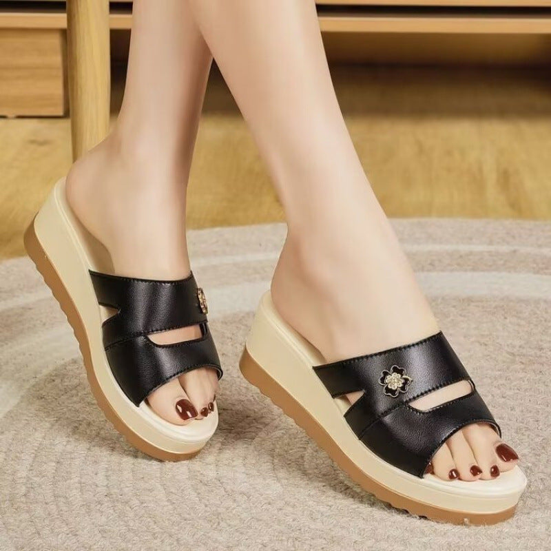 Zapatillas de flores de suela gruesa
