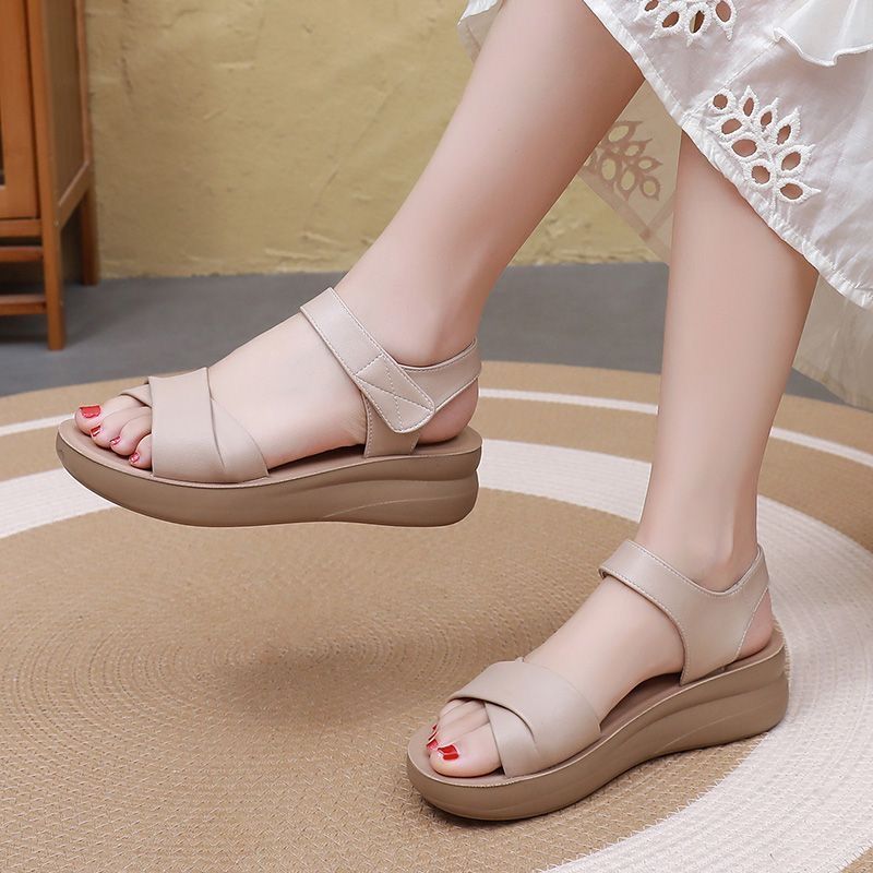 Sandalias de cuero suave con absorción de impactos