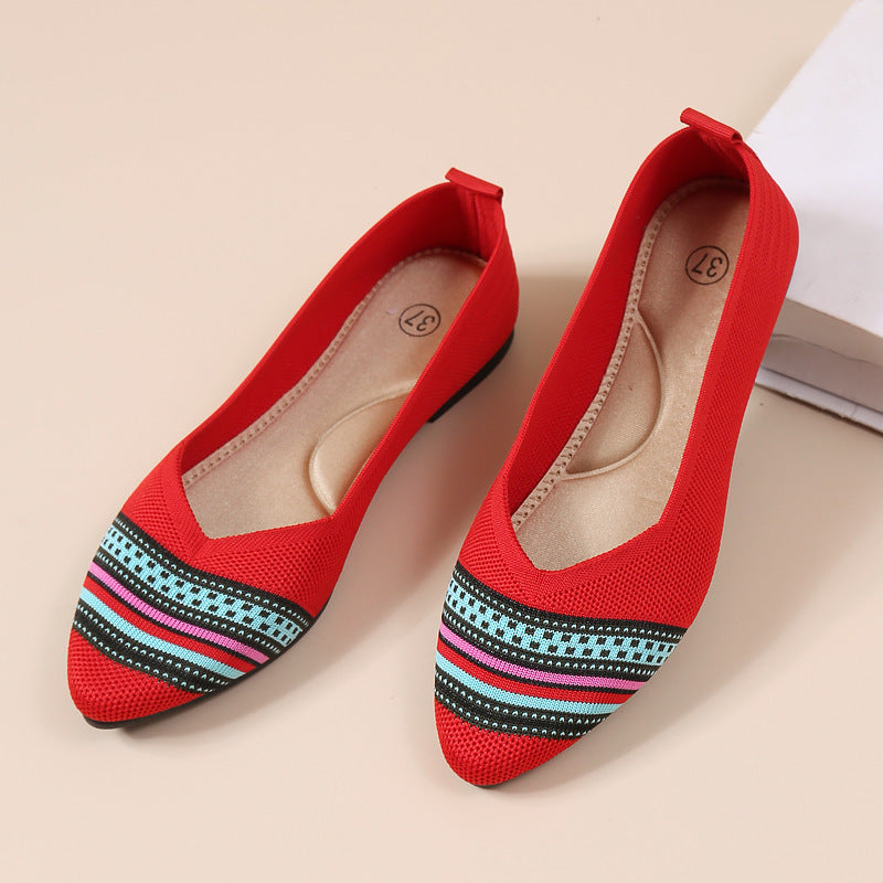 Zapatos de malla con rayas puntiagudas