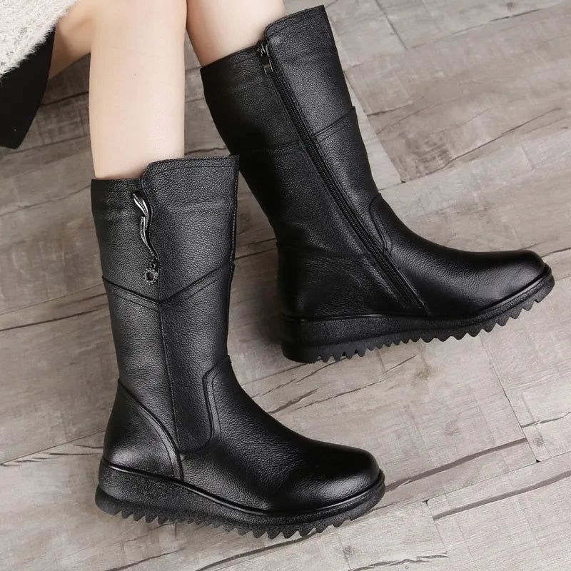 Lunasd™-Botas de piel suave Botas de media pantorrilla de piel suave