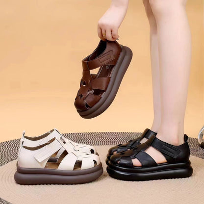 Sandalias tipo gladiador de plataforma con punta cerrada