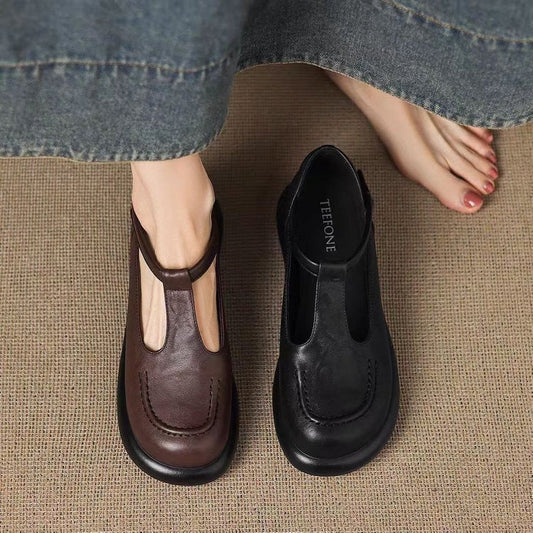 100% Zapatos de plataforma de cuero