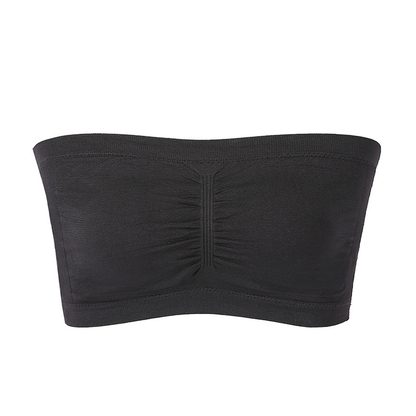 Sujetador sin tirantes de doble capa y alargado para mujer con almohadillas de sujetador desmontables para el verano