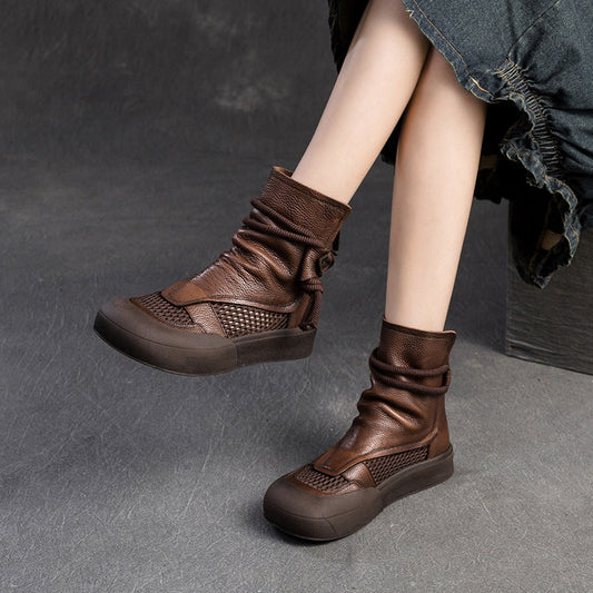 Sandalias altas de suela suave y plana hechas a mano