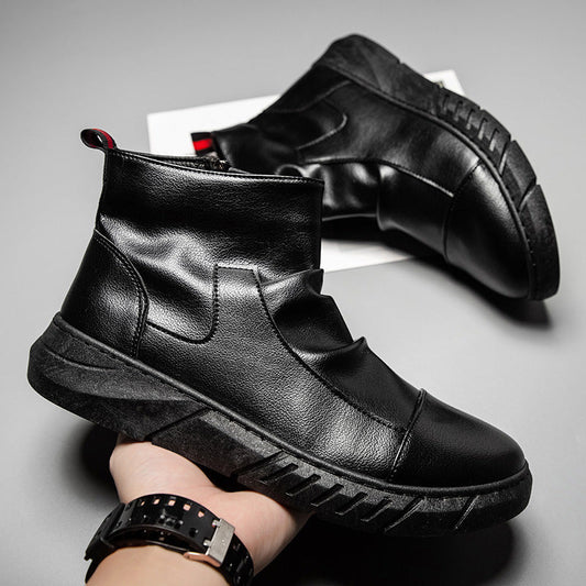 Botines de piel con cremallera lateral para hombre