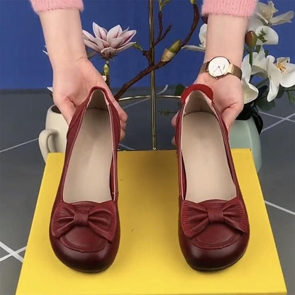Zapatos de madre de mediana edad y anciana