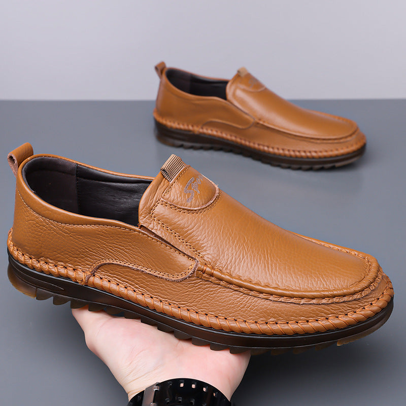 Mocasines de piel con costura artesanal para hombre