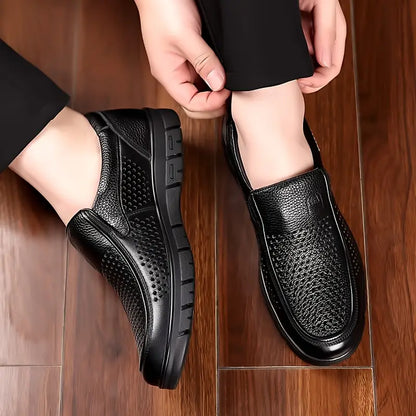 Zapatos de piel de vaca de capa superior para personas mayores