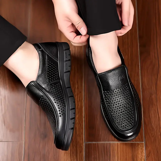 Zapatos de piel de vaca de capa superior para personas mayores