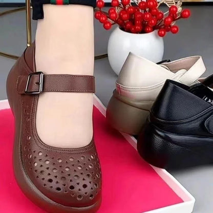 2026 nuevos zapatos de cuero con agujeros huecos