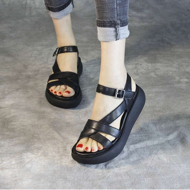Sandalias de plataforma de cuero