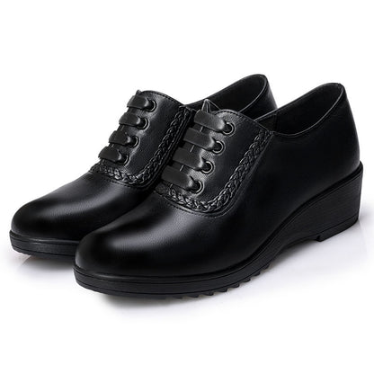tacones de cuña de cuero genuino
