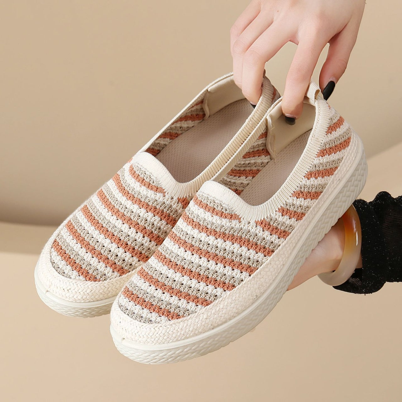 Zapatillas de punto transpirable slip-on para mujer