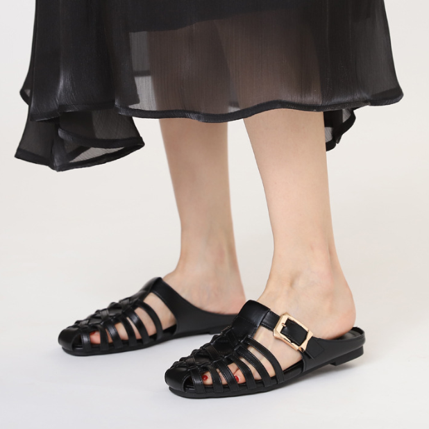 Mule Trenzado Hebilla Mujer