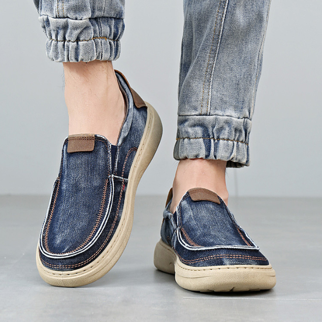 Zapatos Hombre Mezclilla Slip-On Suela Gruesa