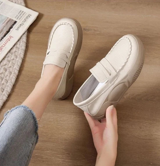 Zapatos Mocasines de Piel Suela Gruesa para Mujer