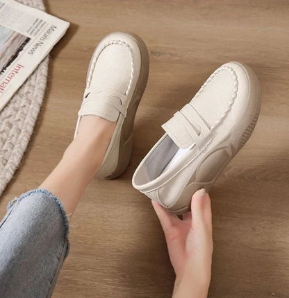 Zapatos Mocasines de Piel Suela Gruesa para Mujer