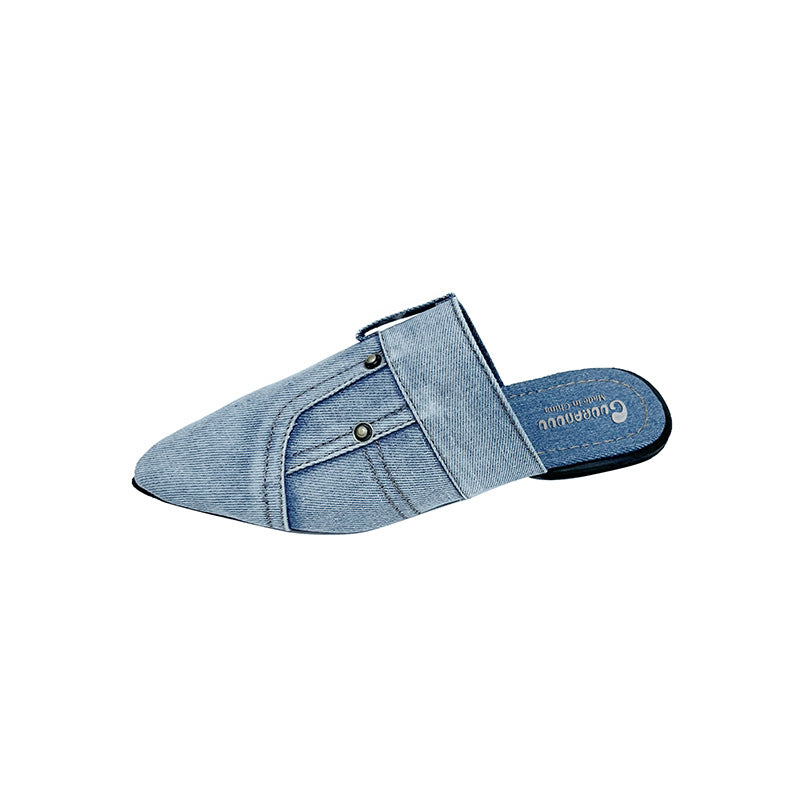 Puntera Denim Medio Slip On Zapatos Mujer