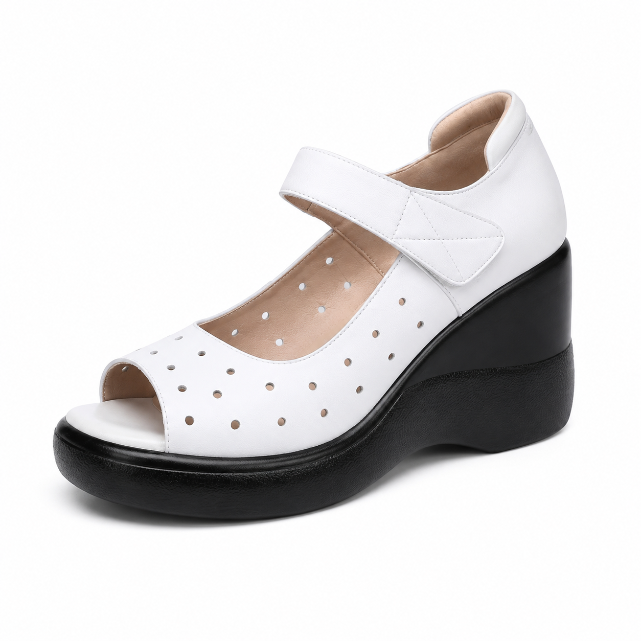 Sandalias de cuña con plataforma de piel suave