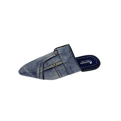 Puntera Denim Medio Slip On Zapatos Mujer